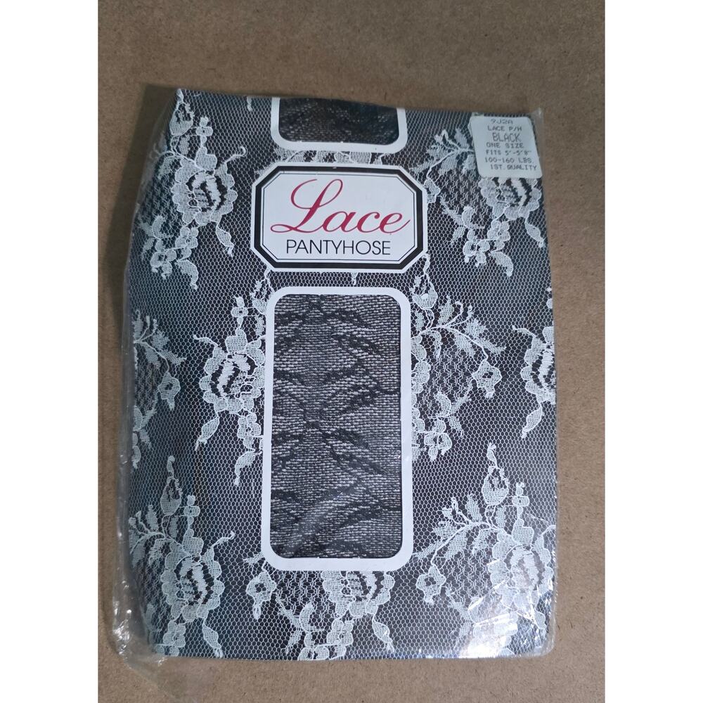 Vintage Lace Panty Hose Black Size S/M